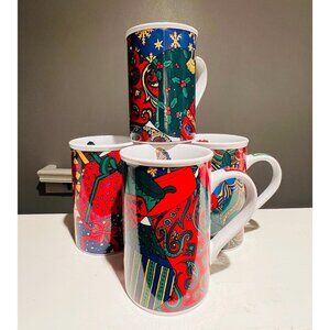 Holiday Elegance 1995 Christmas Mugs – FireWorks Designs – Set of 4